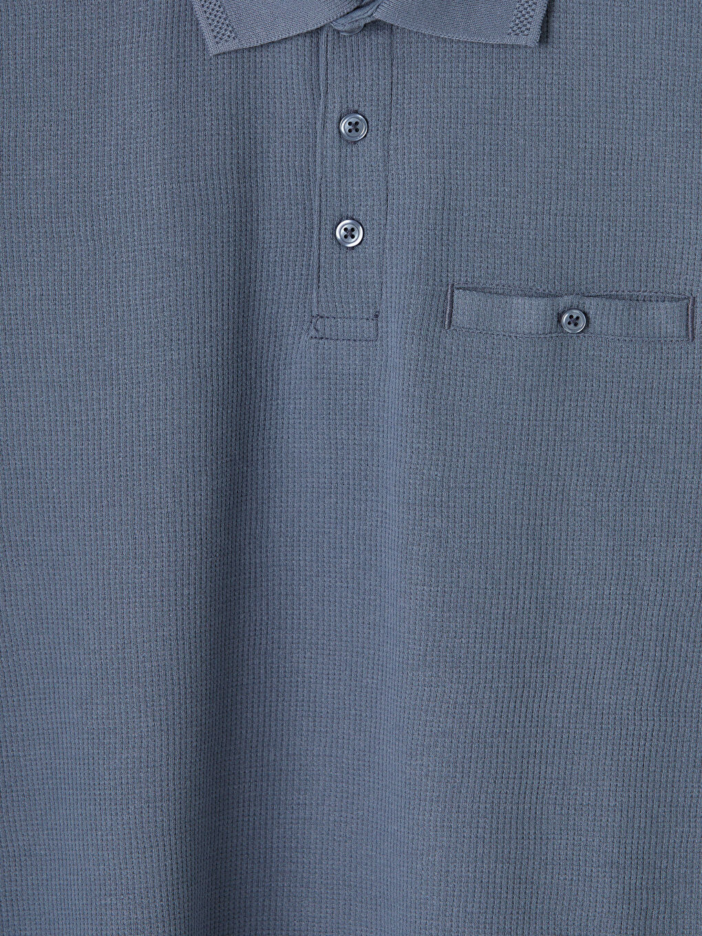 İndigo Polo Yaka Dokulu Erkek Tişört-2