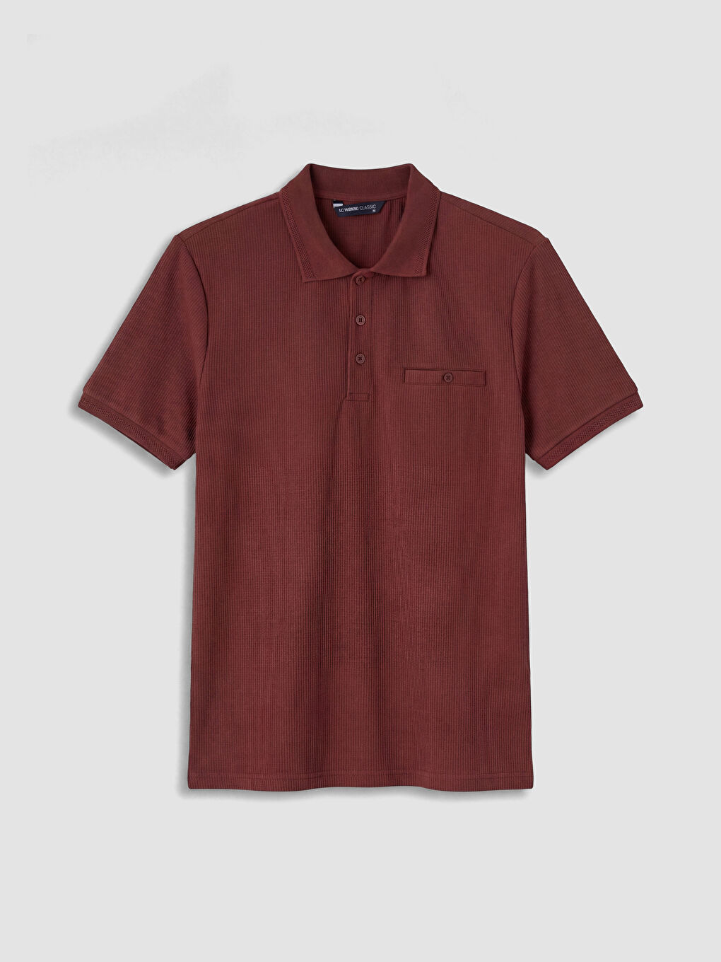Bordo Polo Yaka Dokulu Erkek Tişört