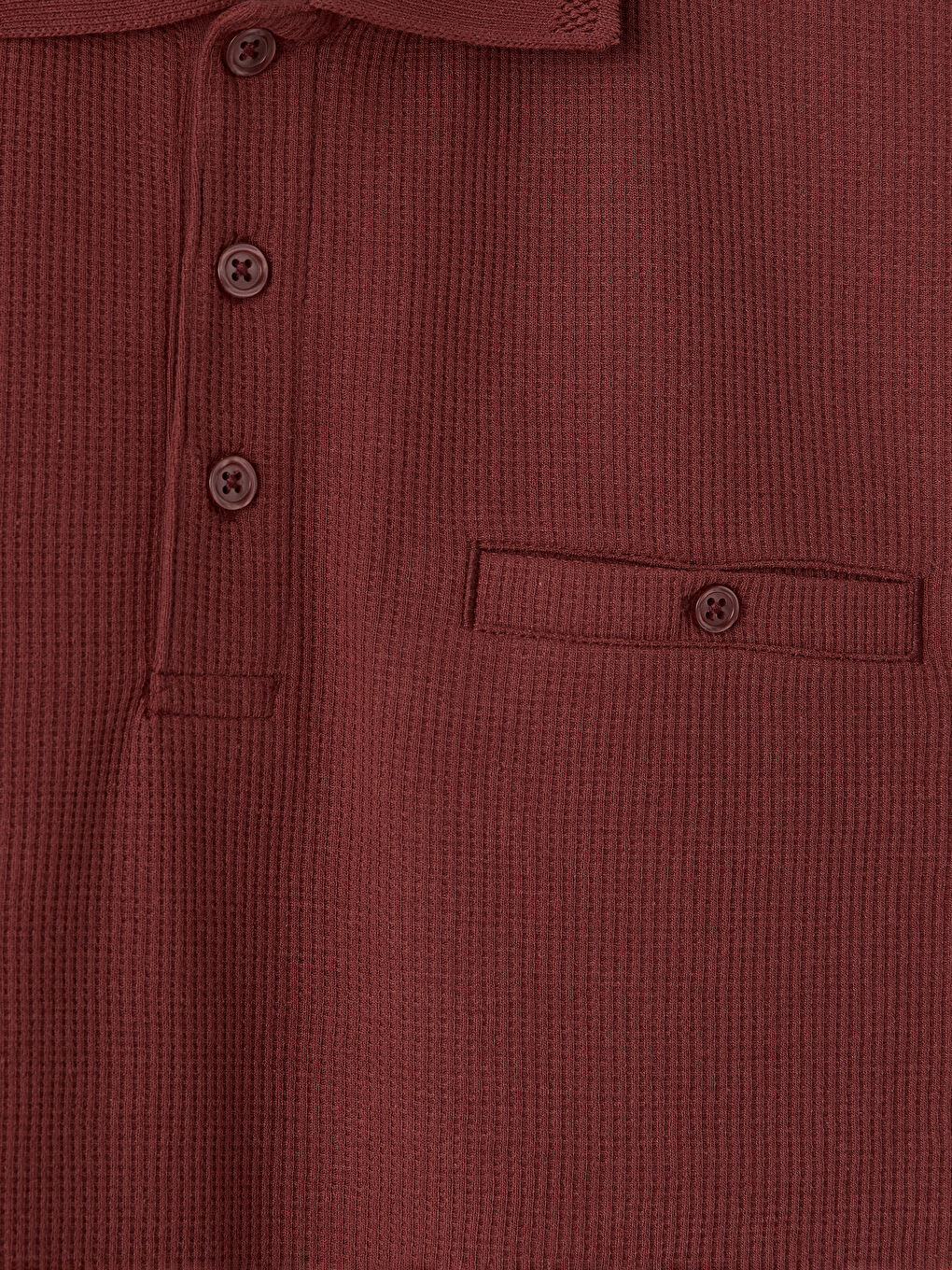 Bordo Polo Yaka Dokulu Erkek Tişört-1