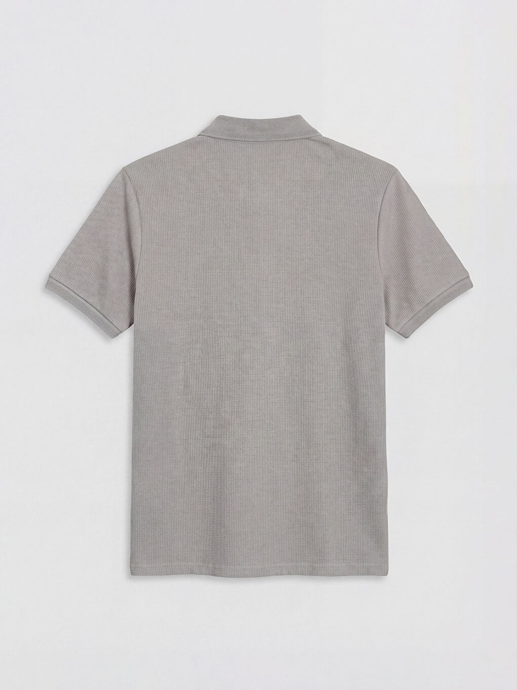 Gri Polo Yaka Dokulu Erkek Tişört-1