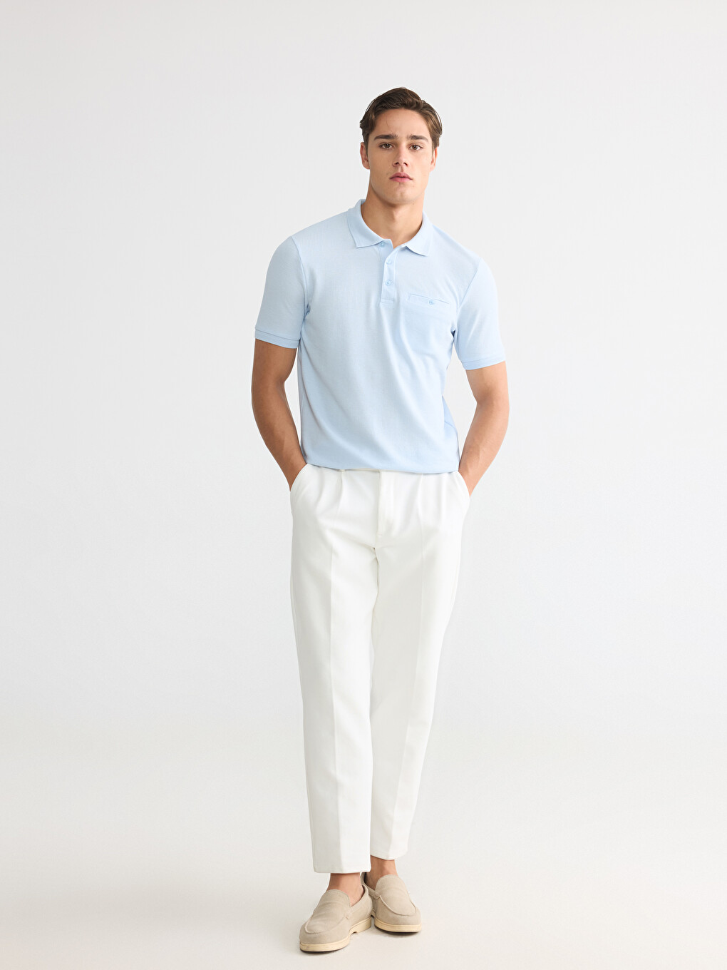 Polo Collar Textured Men's T-Shirt-1