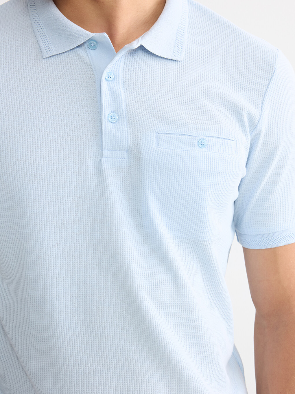 Polo Collar Textured Men's T-Shirt-2