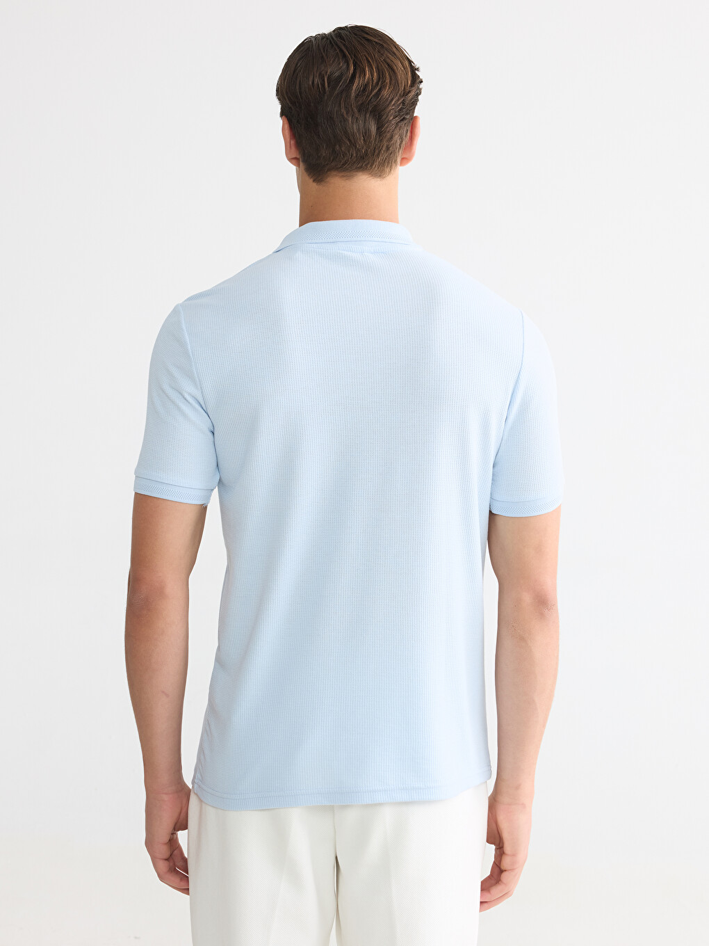 Polo Collar Textured Men's T-Shirt-3