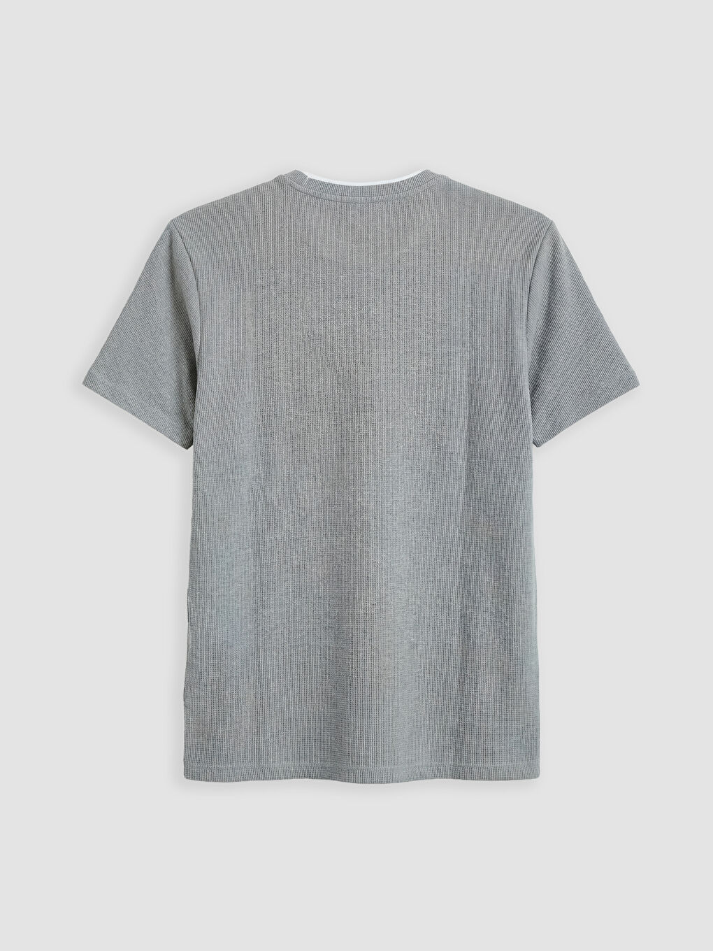 Gri Bisiklet Yaka Erkek Tişört-1