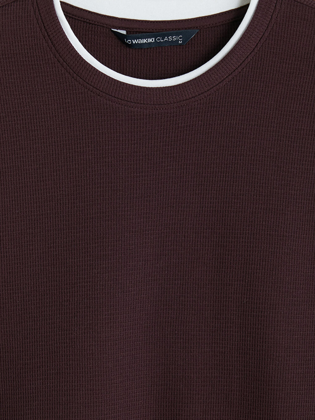 Mürdüm Bisiklet Yaka Strüktürlü Erkek Tişört-2