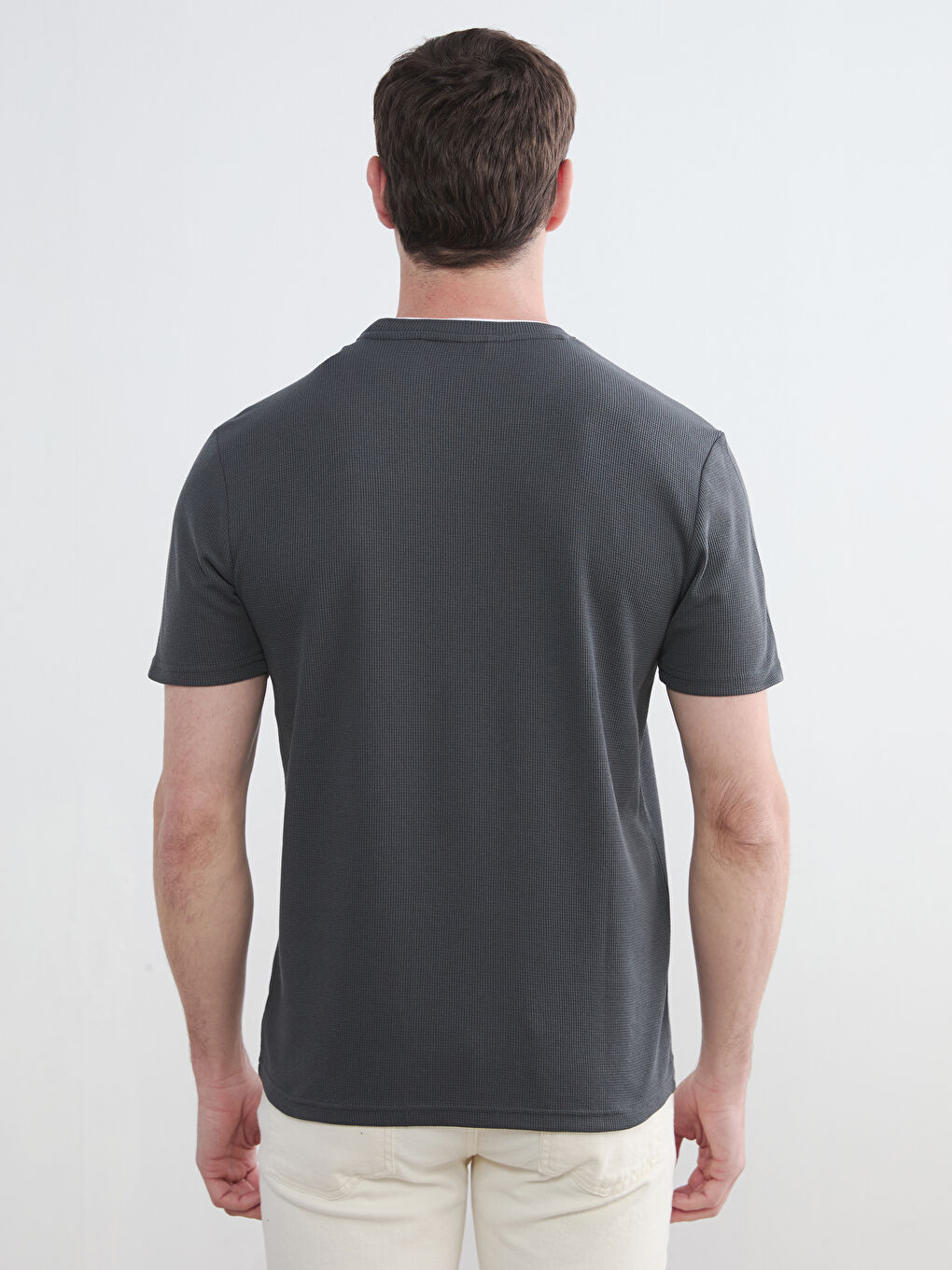 Antrasit Bisiklet Yaka Erkek Tişört-3