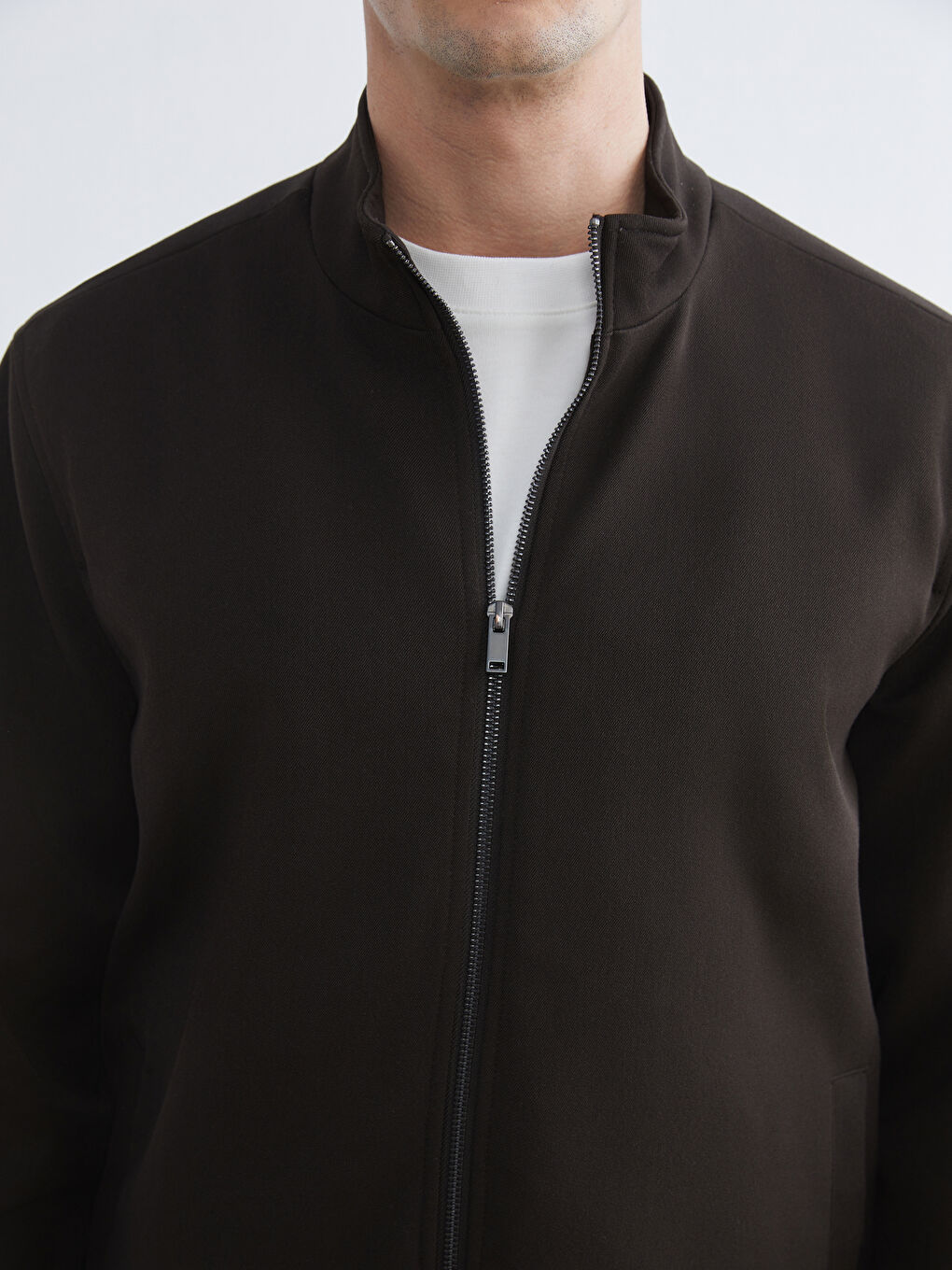 Редовен Фит Висока Яка Мъжко Палто-2