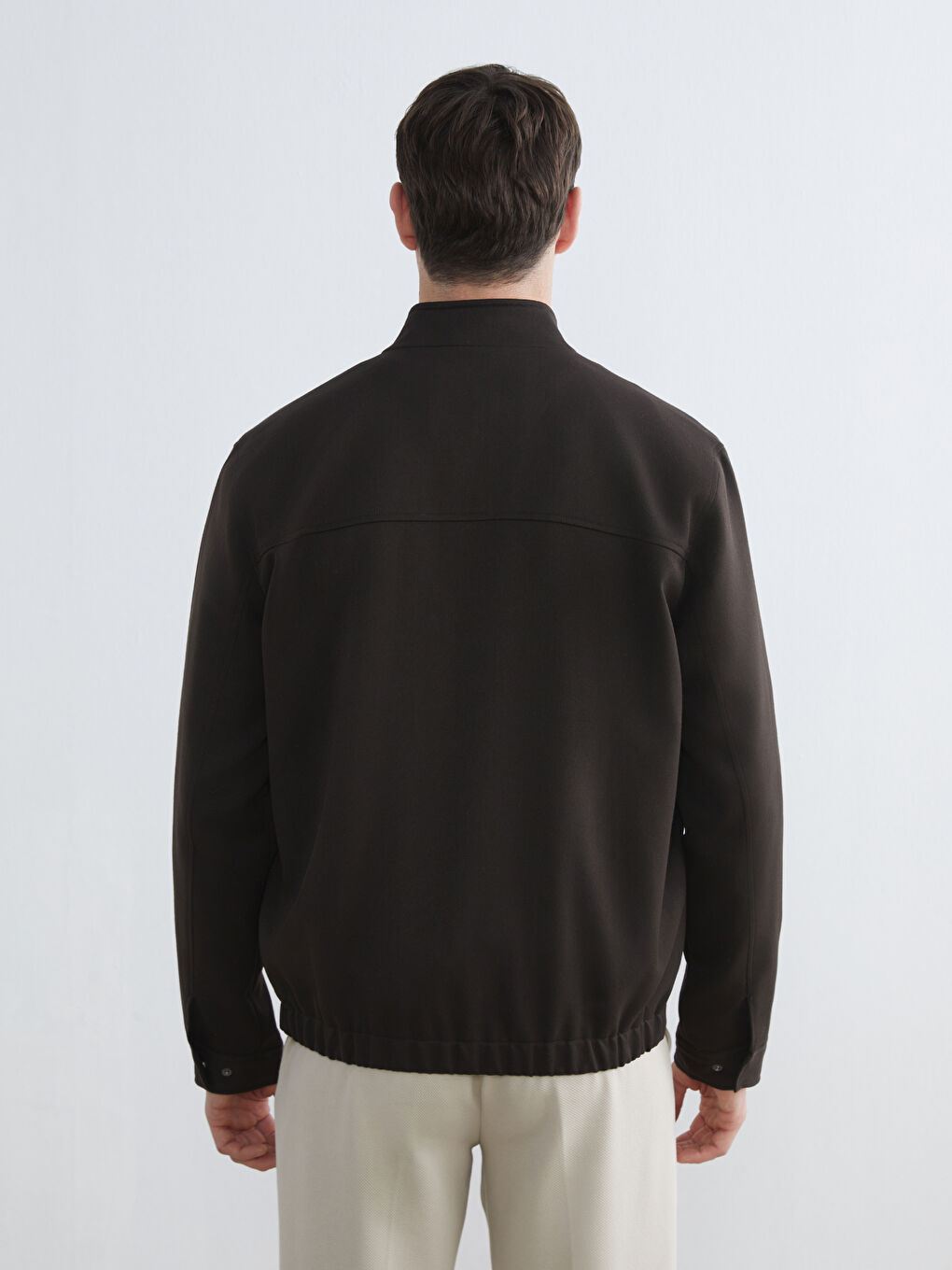 Редовен Фит Висока Яка Мъжко Палто-4