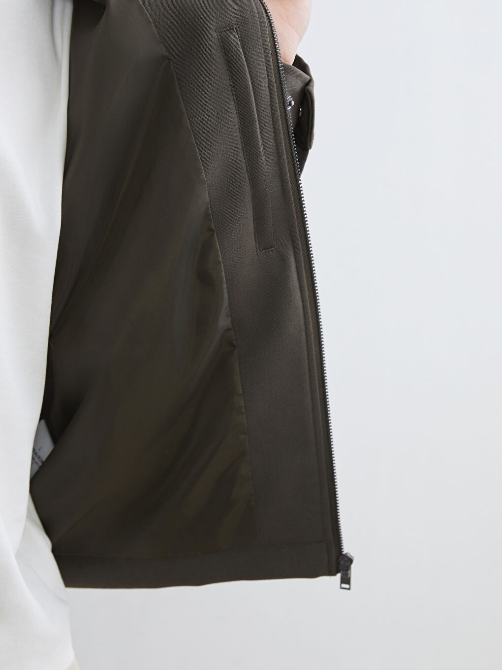 Түзу пішім биік жаға ерлер күртесі-3