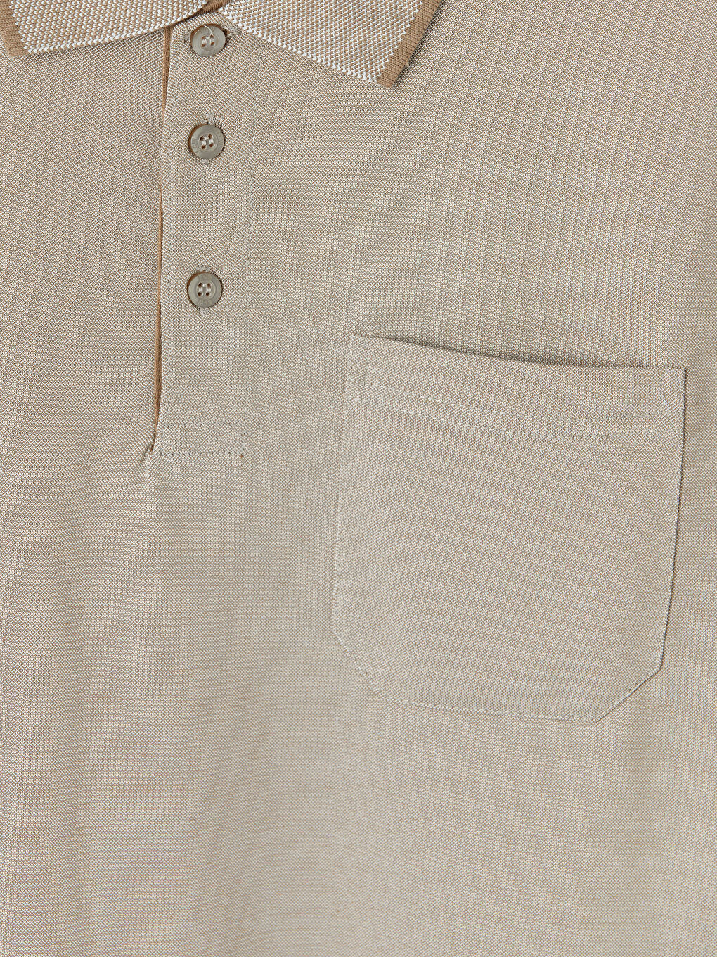 Bej Polo Yaka Pike Erkek Tişört-2