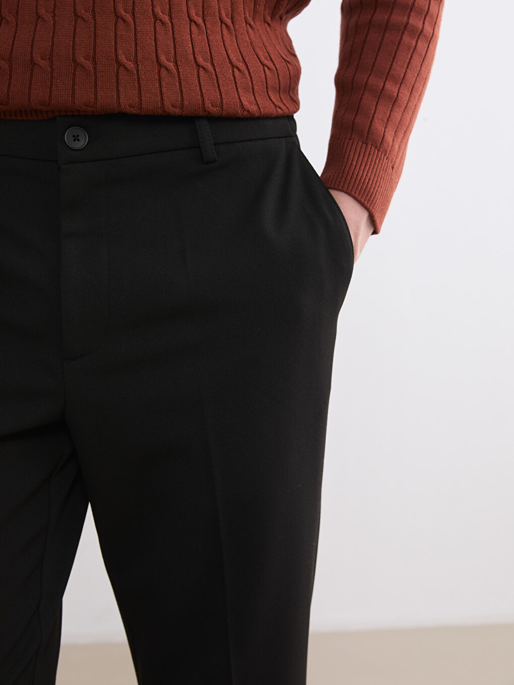 Siyah Standart Kalıp Viskon Erkek Pantolon-2