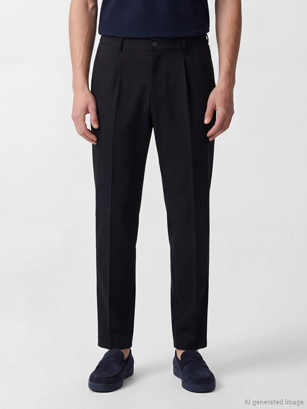 Pantaloni bărbătești cu pense, croială regular-1