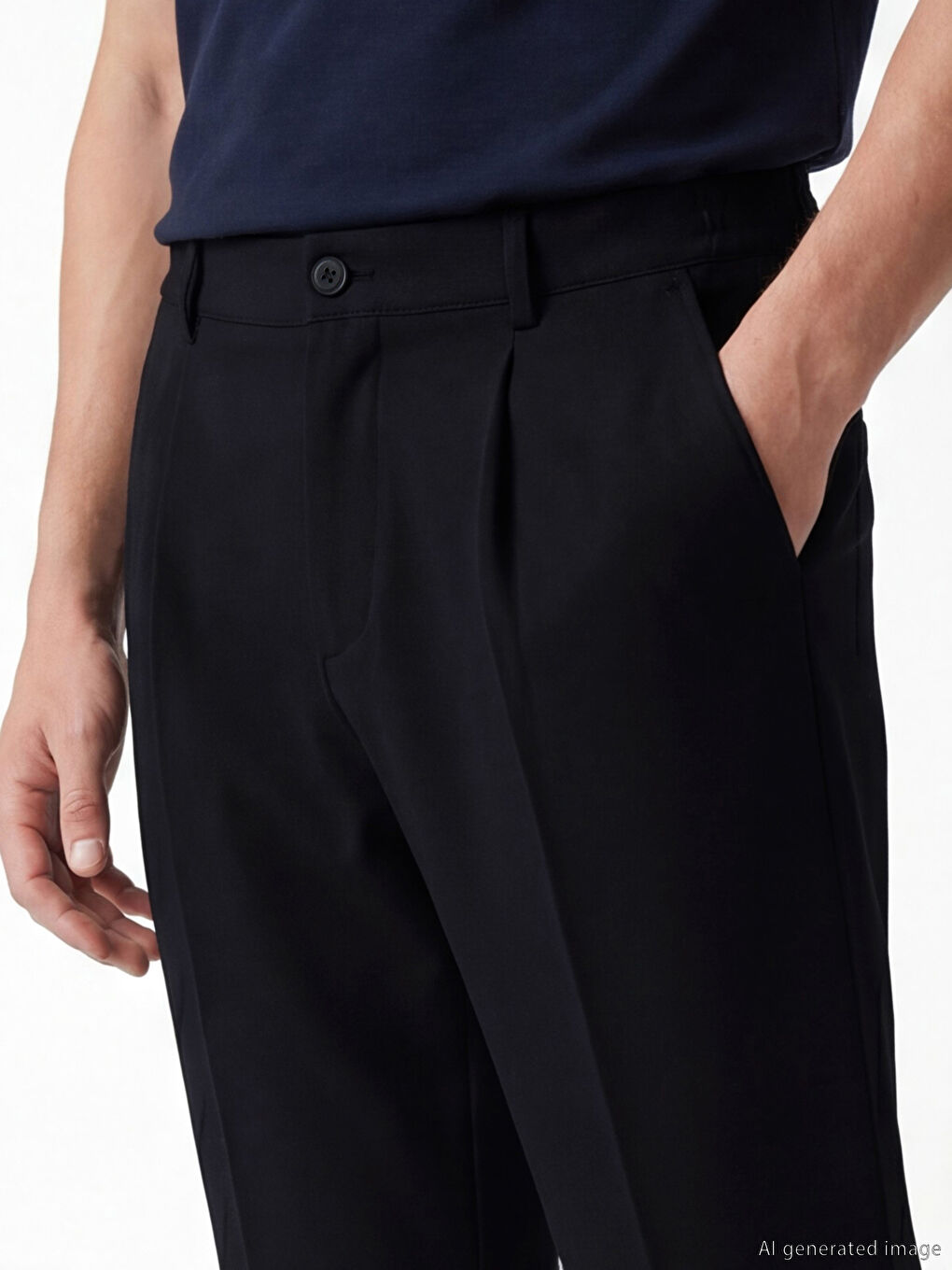 Pantaloni bărbătești cu pense, croială regular-2