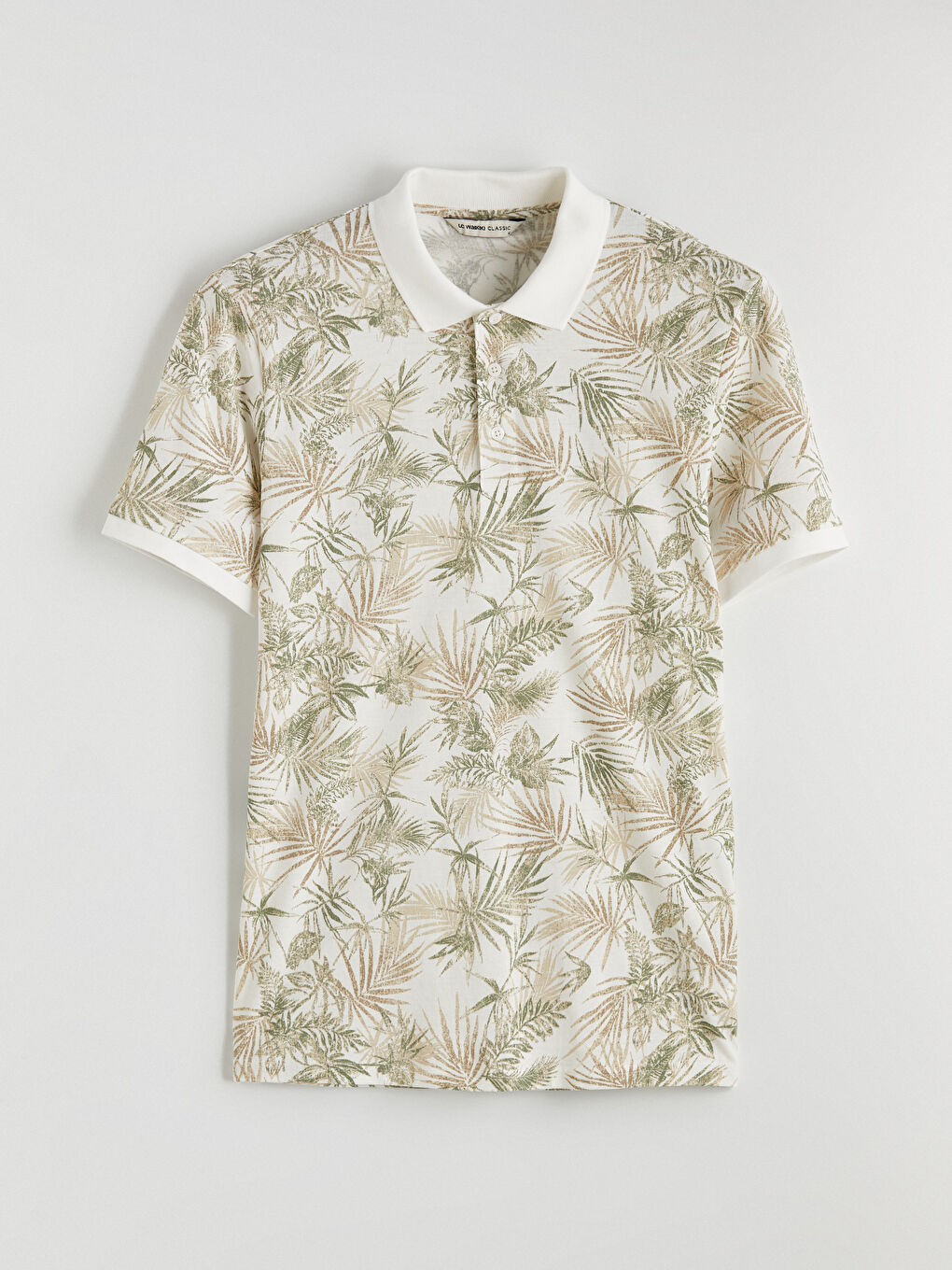 Polo Yaka Yaprak Desenli Erkek Tişört-4