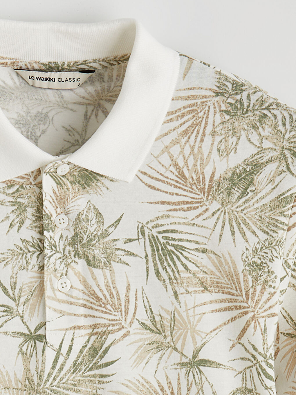 Polo Yaka Yaprak Desenli Erkek Tişört-5