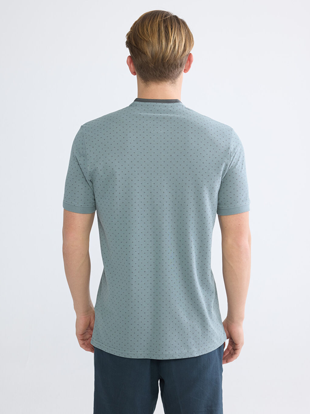 Μπλουζάκι Πικέ με Εκτύπωση με Κολάρο Μπάντα για Άνδρες-3