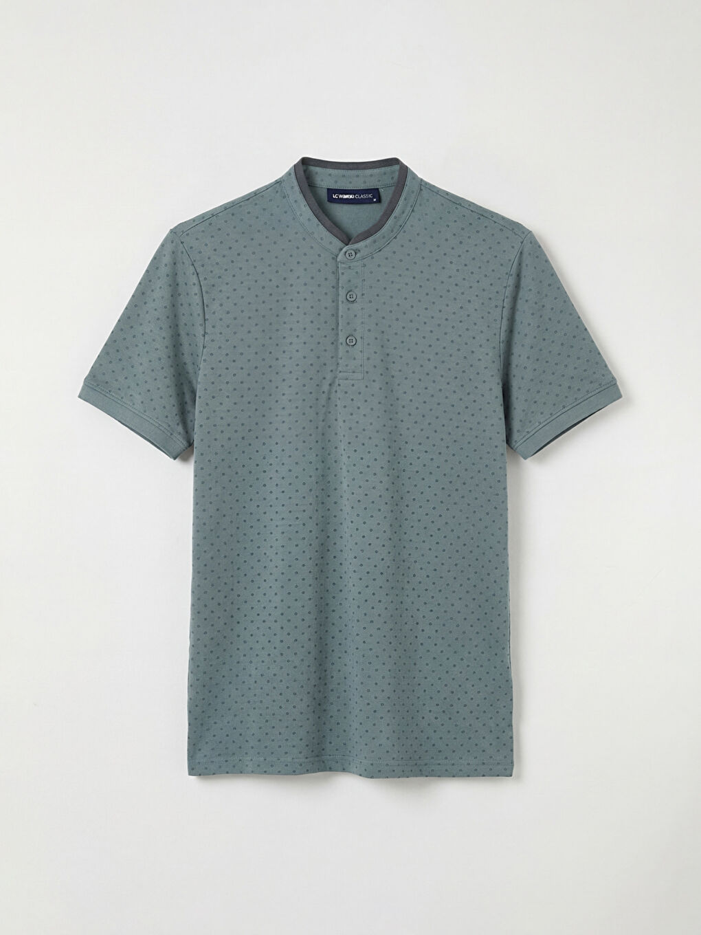 Μπλουζάκι Πικέ με Εκτύπωση με Κολάρο Μπάντα για Άνδρες-4