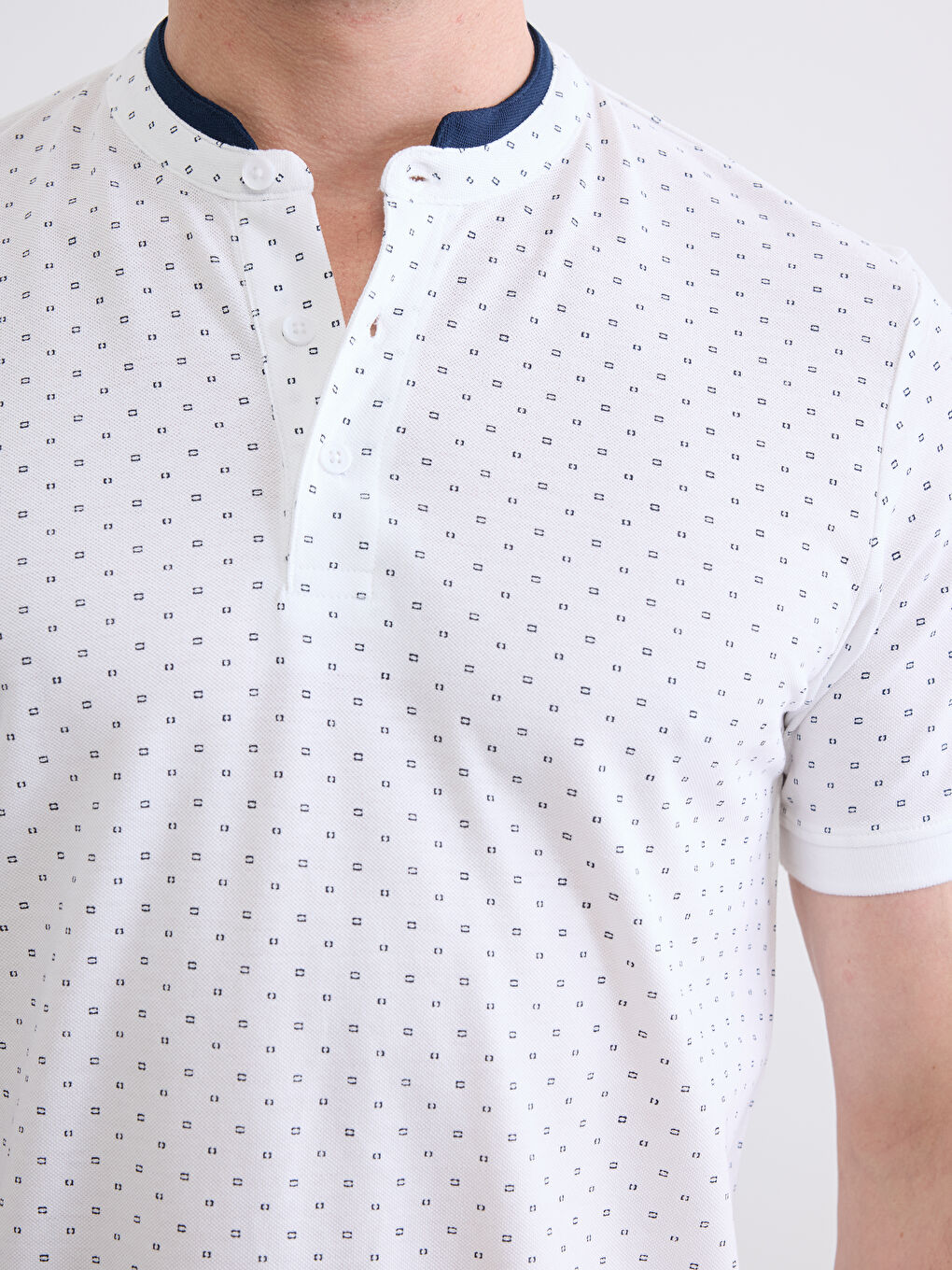 Μπλουζάκι Πικέ με Εκτύπωση με Γιακά Κολάρο Μπάντα για Άνδρες-2