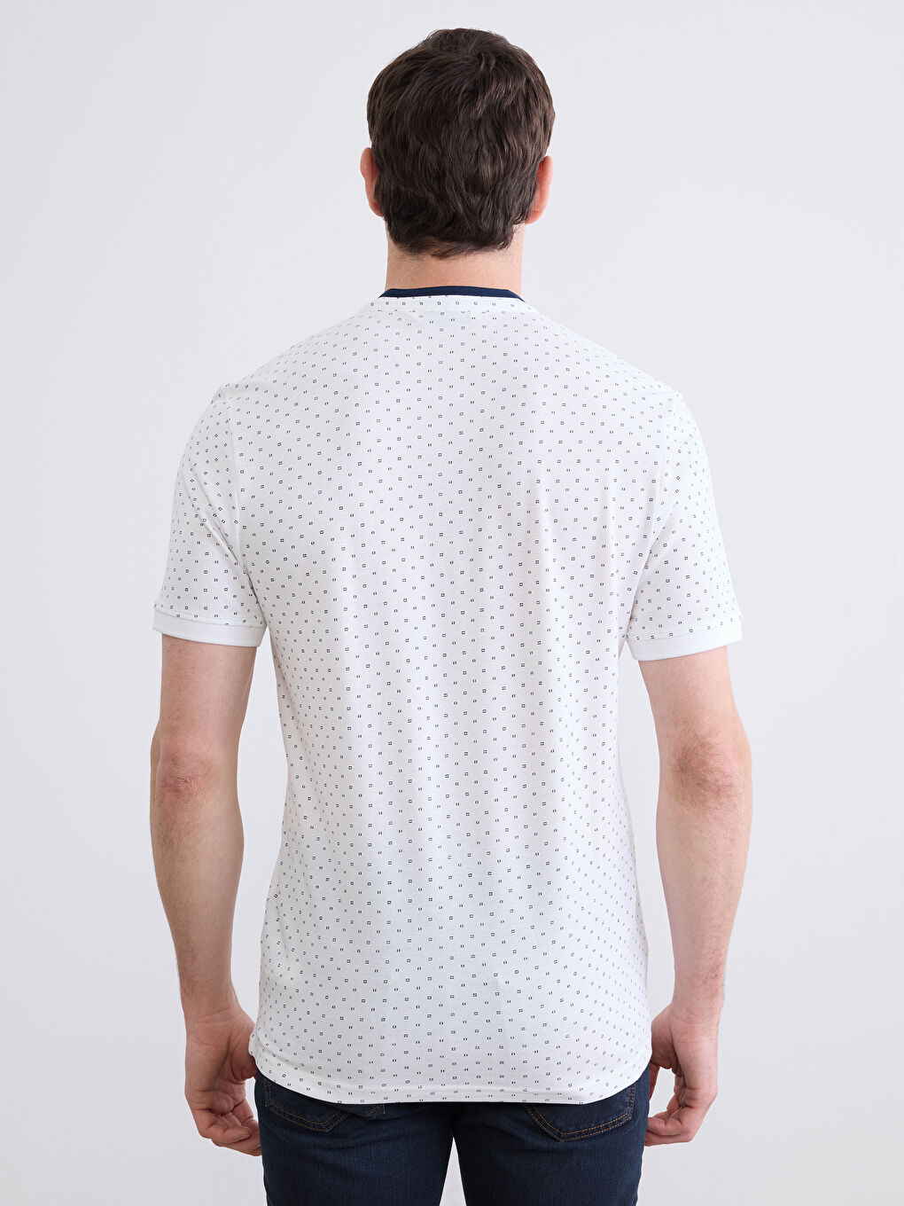 Μπλουζάκι Πικέ με Εκτύπωση με Γιακά Κολάρο Μπάντα για Άνδρες-3