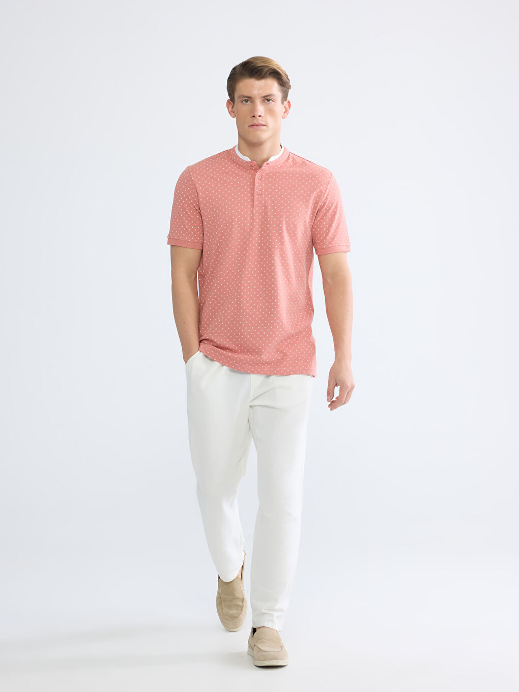 Hakim Yaka Desenli Erkek Pike Tişört-1