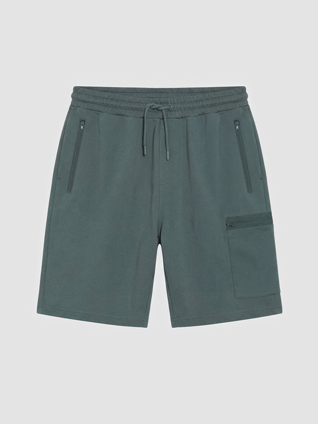 Yeşil Standart Kalıp Fermuarlı Kargo Cepli Erkek Şort