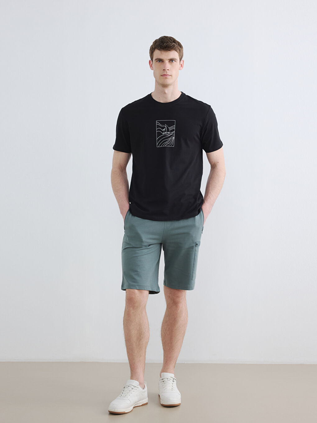 Yeşil Regular Fit Erkek Kargo Şort