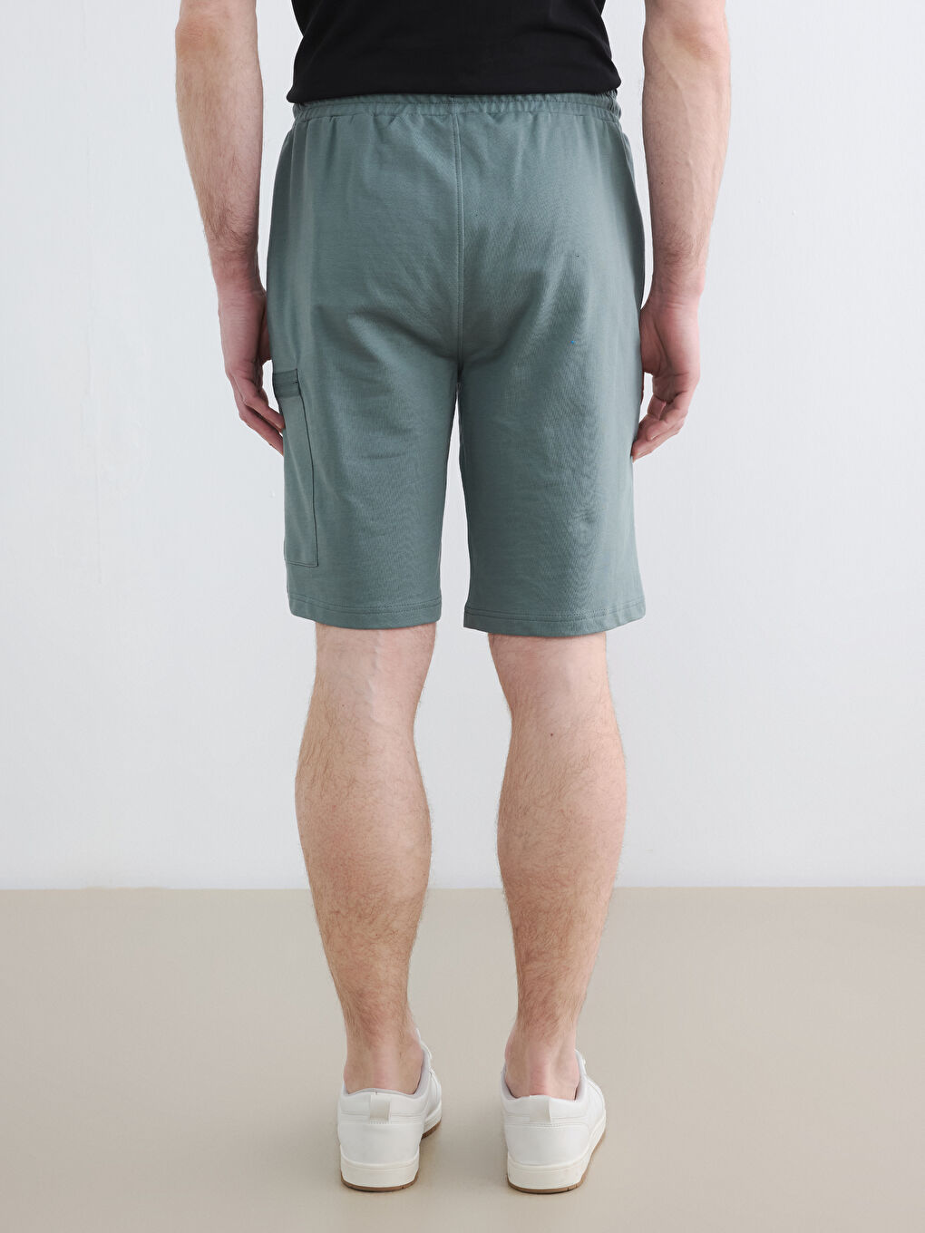 Yeşil Regular Fit Erkek Kargo Şort-3