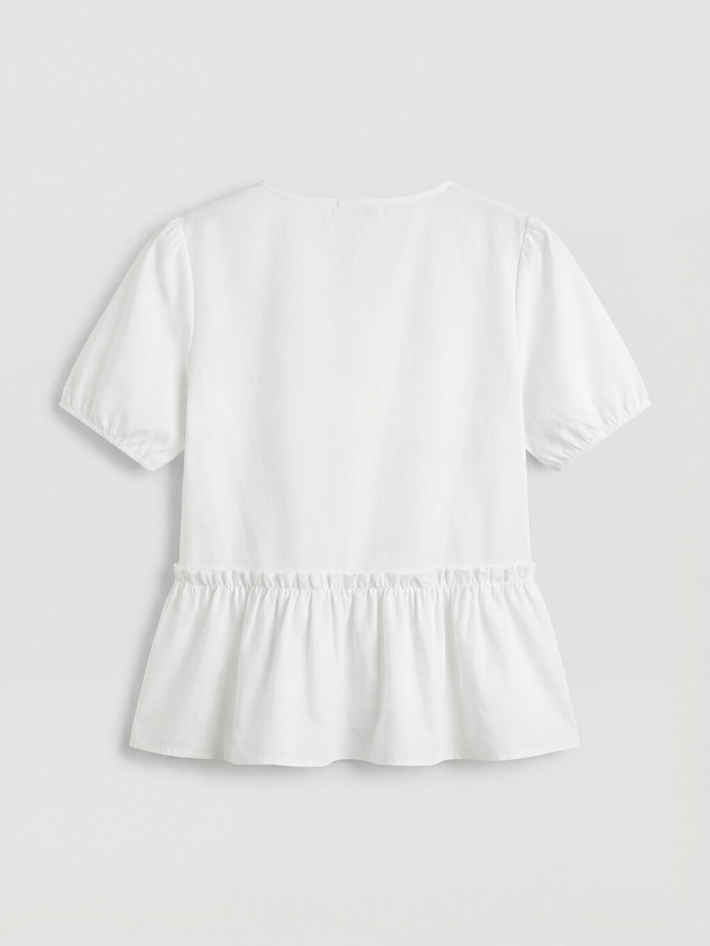 Ekru Fırfır Detaylı Kız Çocuk Gömlek-1