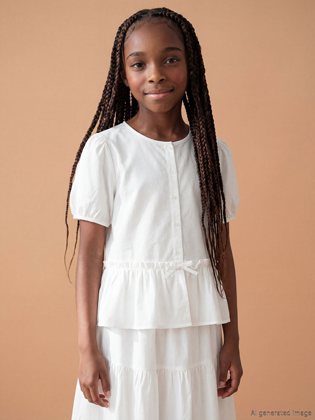 Girls' Shirt with Frill Detail-1