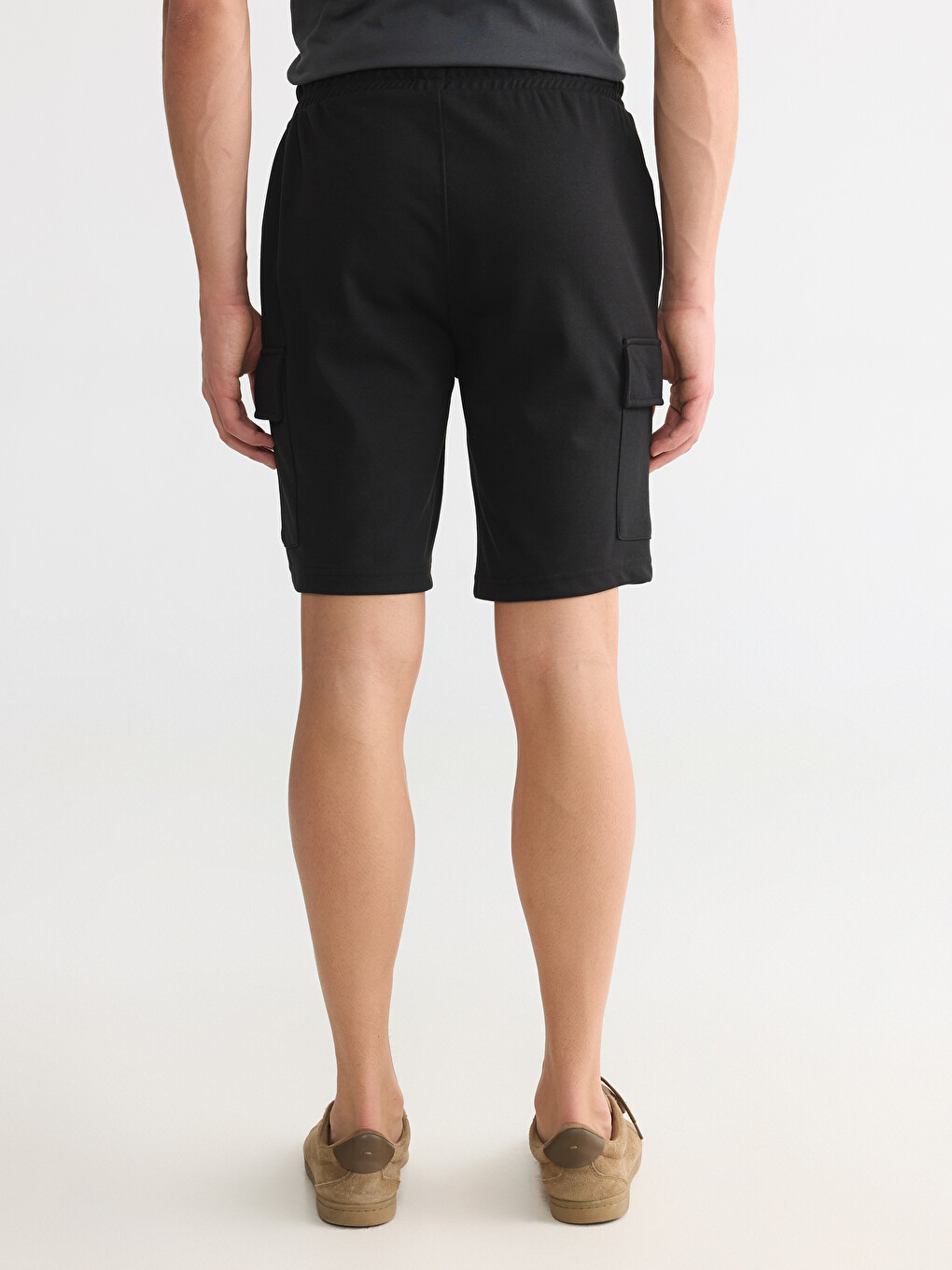 Siyah Regular Fit Erkek Kargo Şort-3