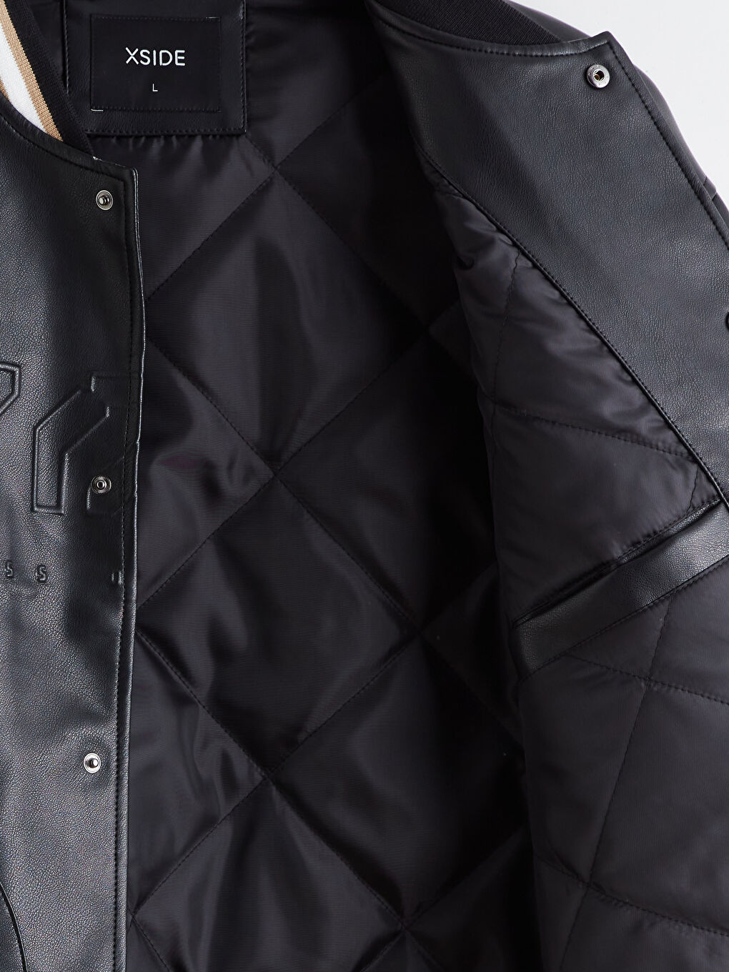 Свободное Мужское Пальто из Искусственной Кожи с Воротником Колледж-9