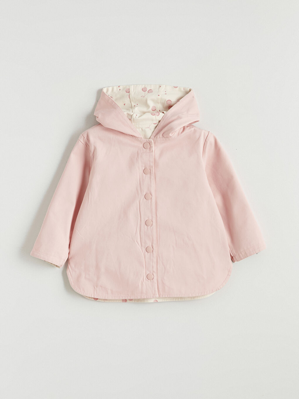 Ekru Kapüşonlu Çift Taraflı Kız Çocuk Mont-2