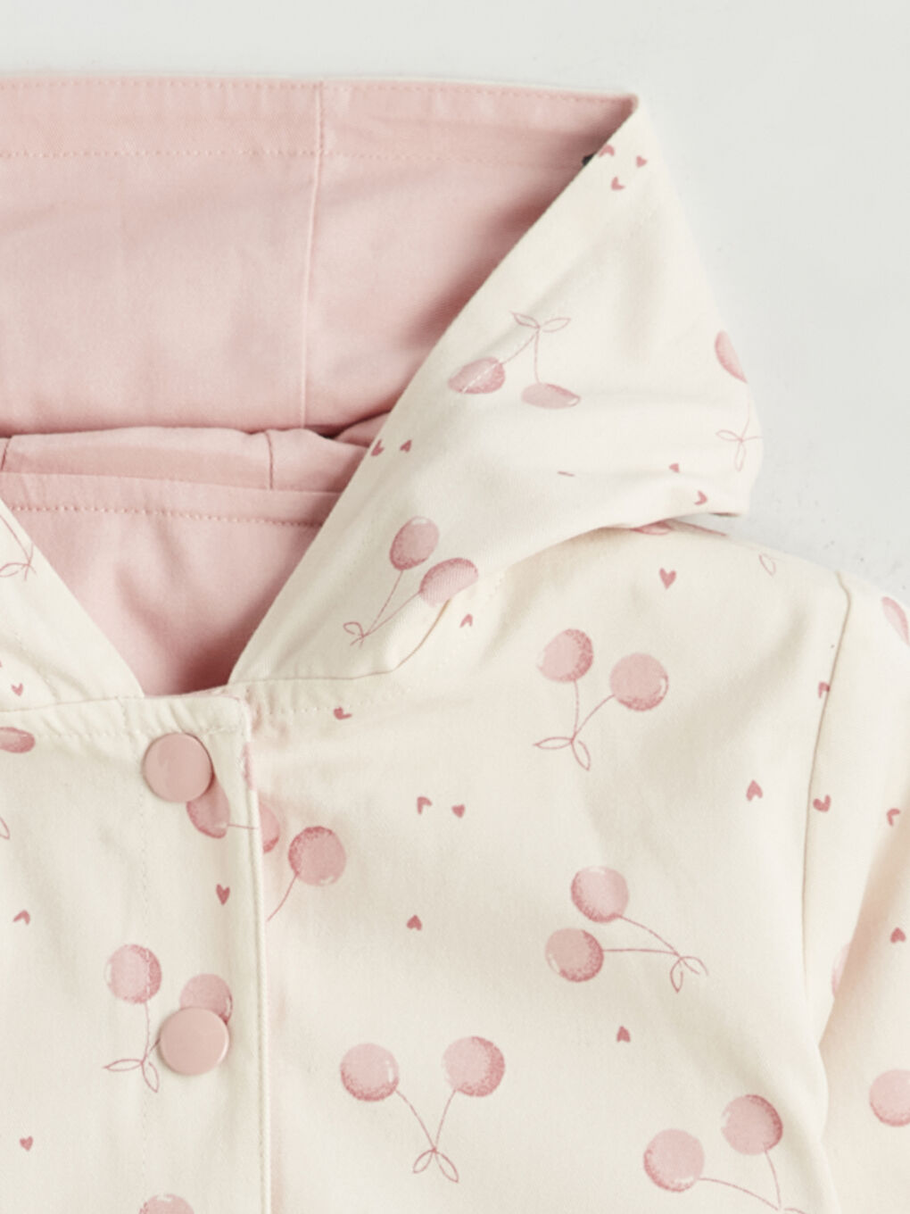 Ekru Kapüşonlu Çift Taraflı Kız Çocuk Mont-3