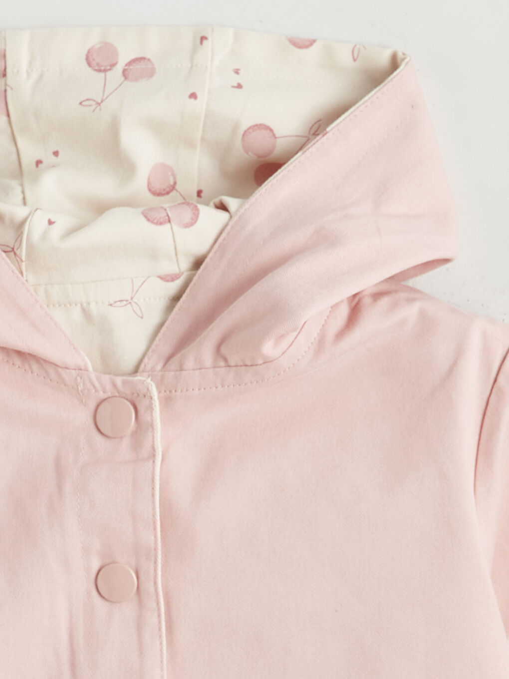 Ekru Kapüşonlu Çift Taraflı Kız Çocuk Mont-4