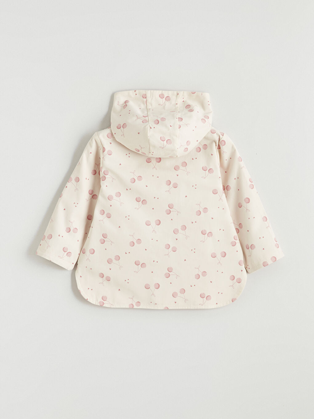 Ekru Kapüşonlu Çift Taraflı Kız Çocuk Mont-5