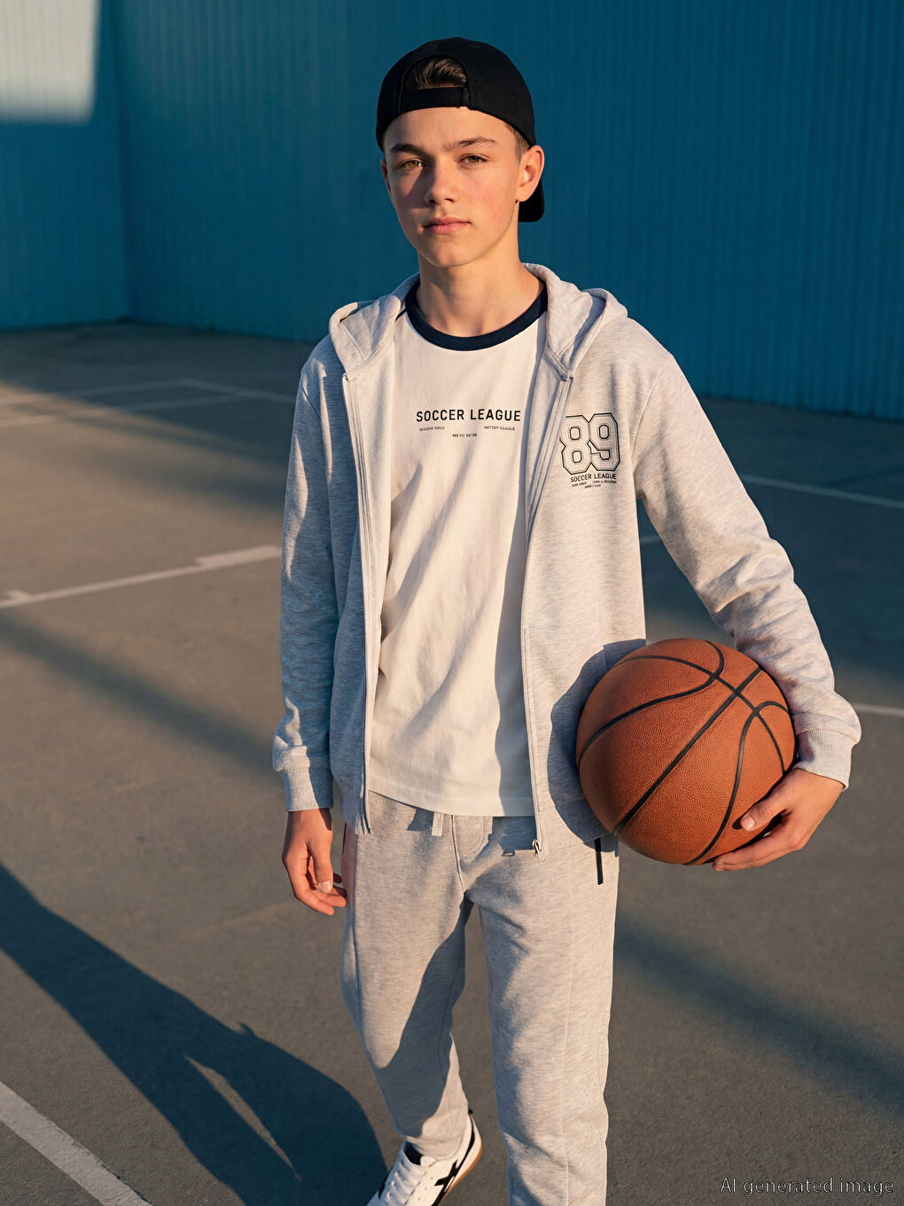 Gri Beli Lastikli Erkek Çocuk Jogger Eşofman Altı-1