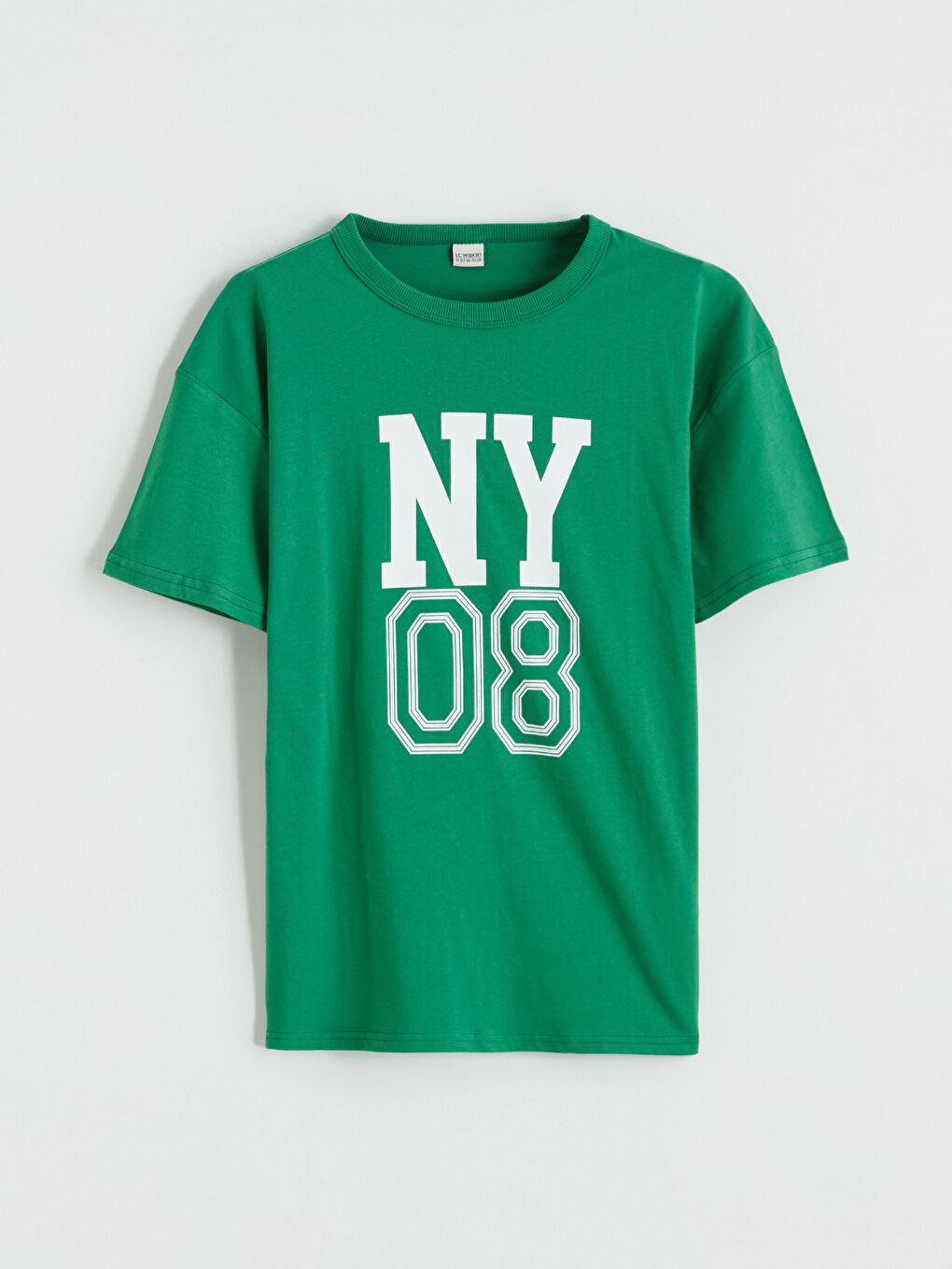 Yeşil Bisiklet Yaka Erkek Çocuk Baskılı Tişört