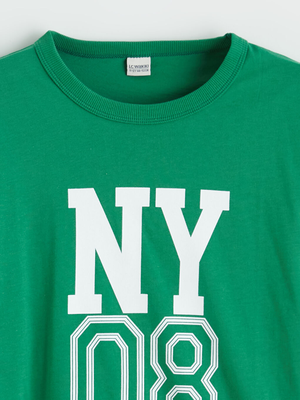 Yeşil Bisiklet Yaka Erkek Çocuk Baskılı Tişört-1