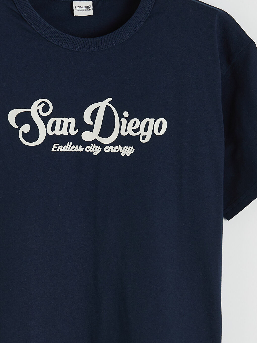 Lacivert Bisiklet Yaka San Diego Baskılı Erkek Çocuk Tişört-2