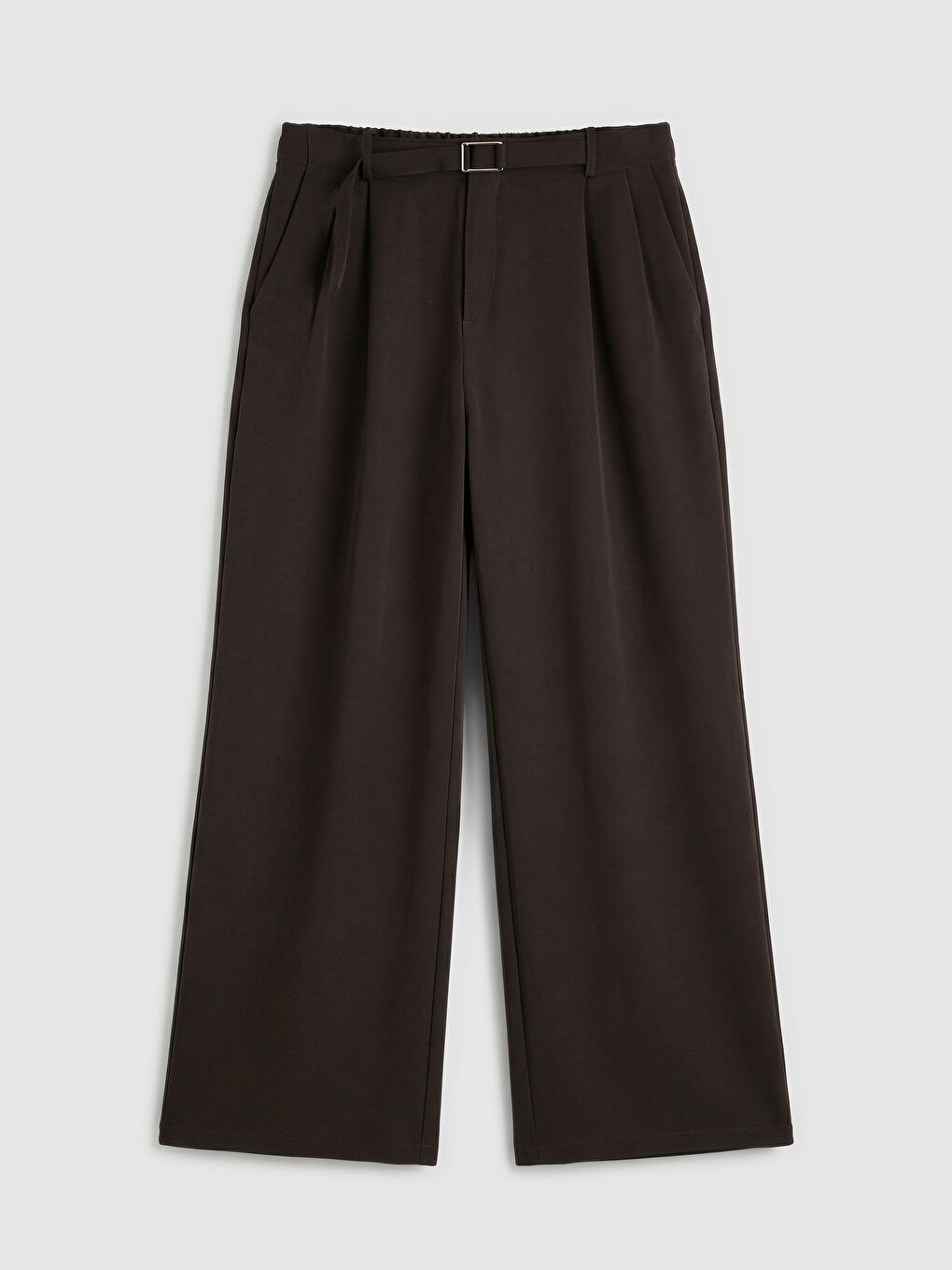 بنطال قماشي نسائي بخصر بحزام وكسرات