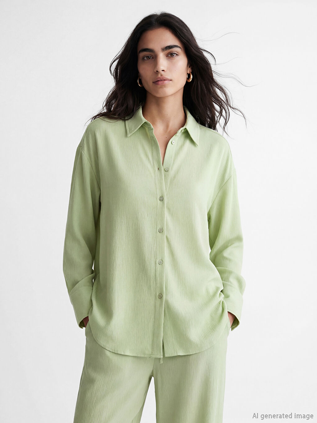 Textured Oversize Women's Shirt