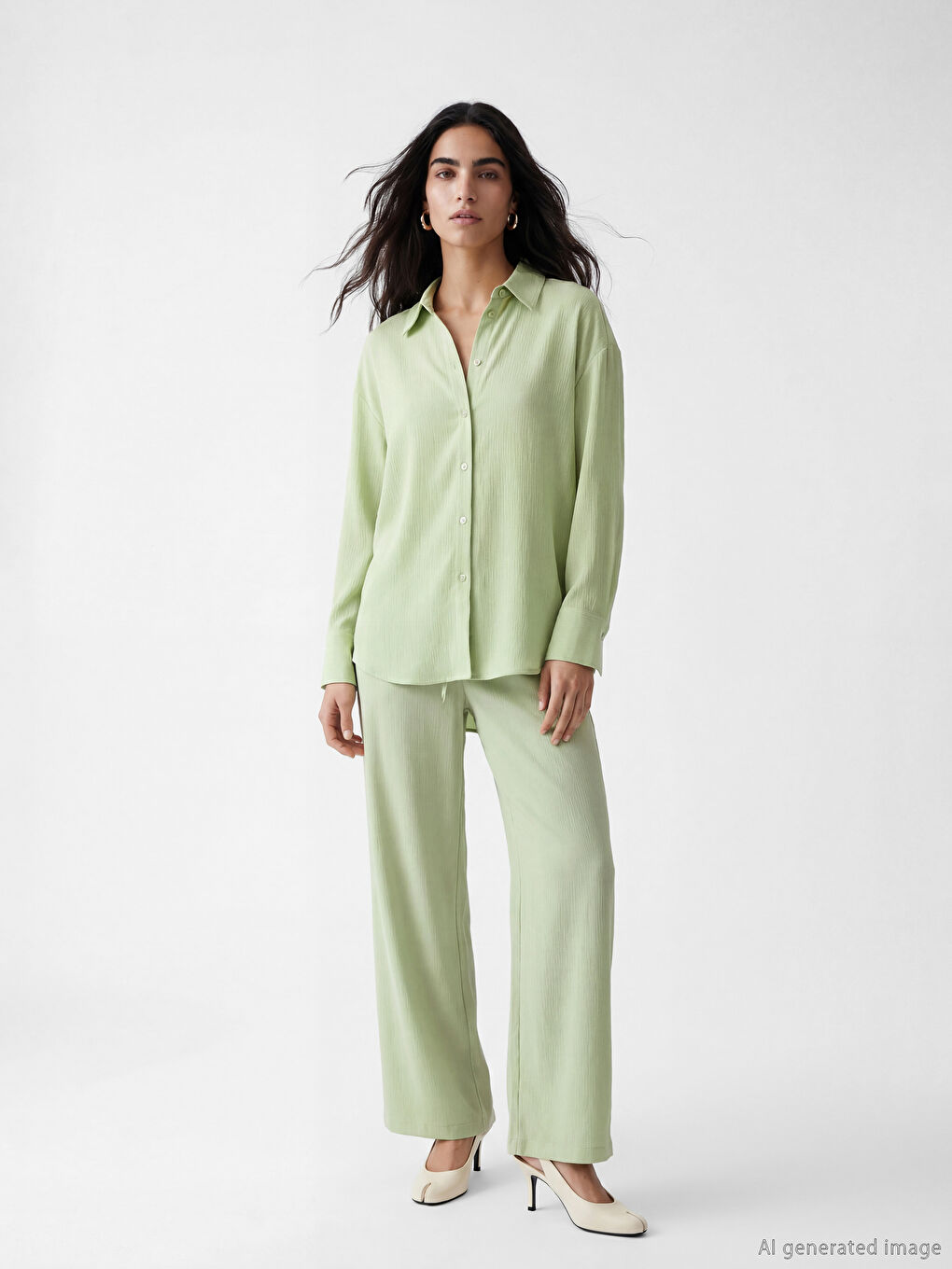 Textured Oversize Women's Shirt-1