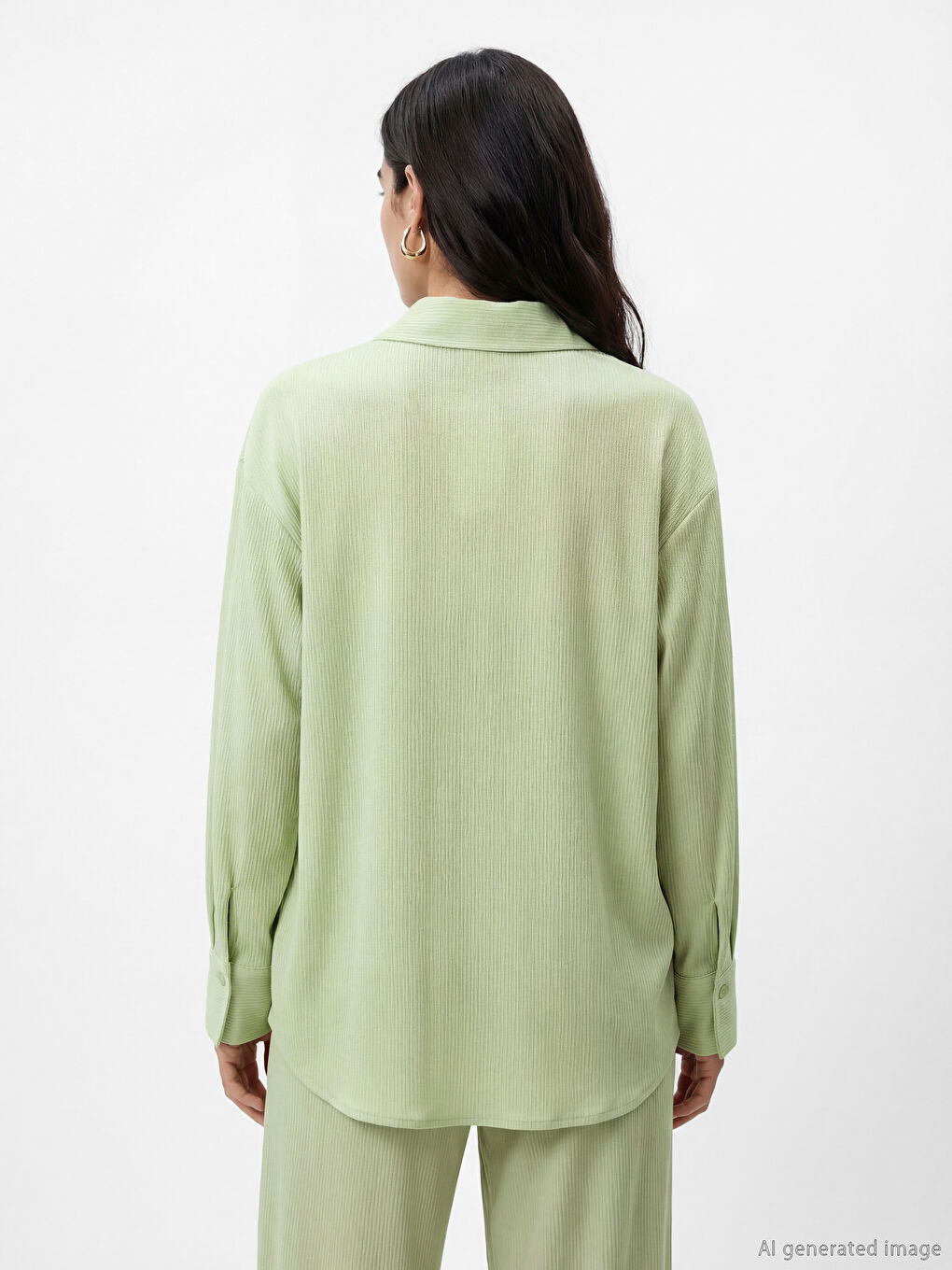 Textured Oversize Women's Shirt-2