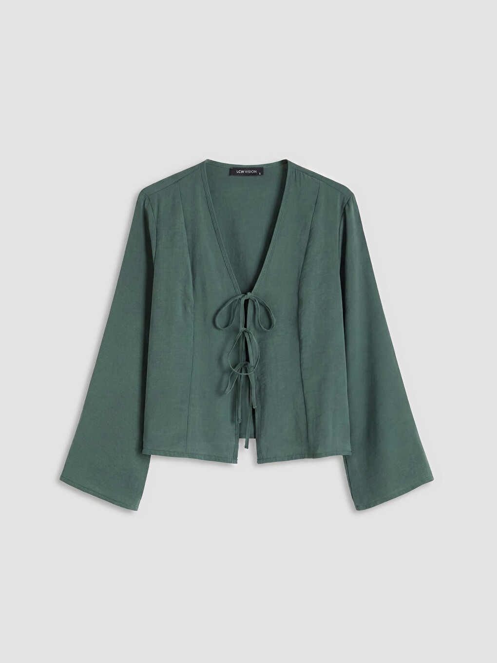 V Neck Tie-detail Modal Blend Blouse