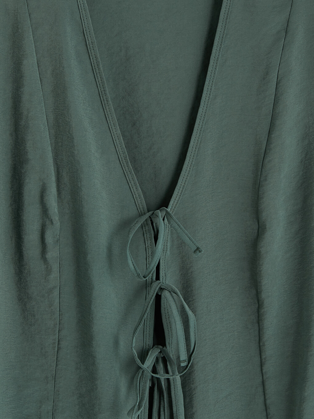V Neck Tie-detail Modal Blend Blouse-2