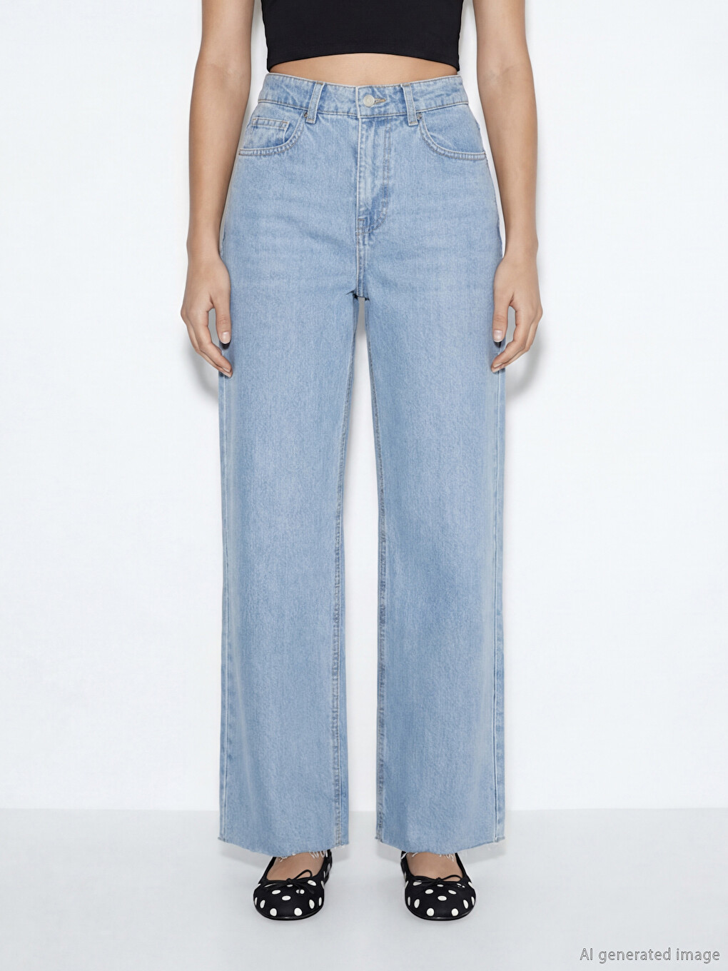 Pantalon Jean Femme à Jambe Large-1