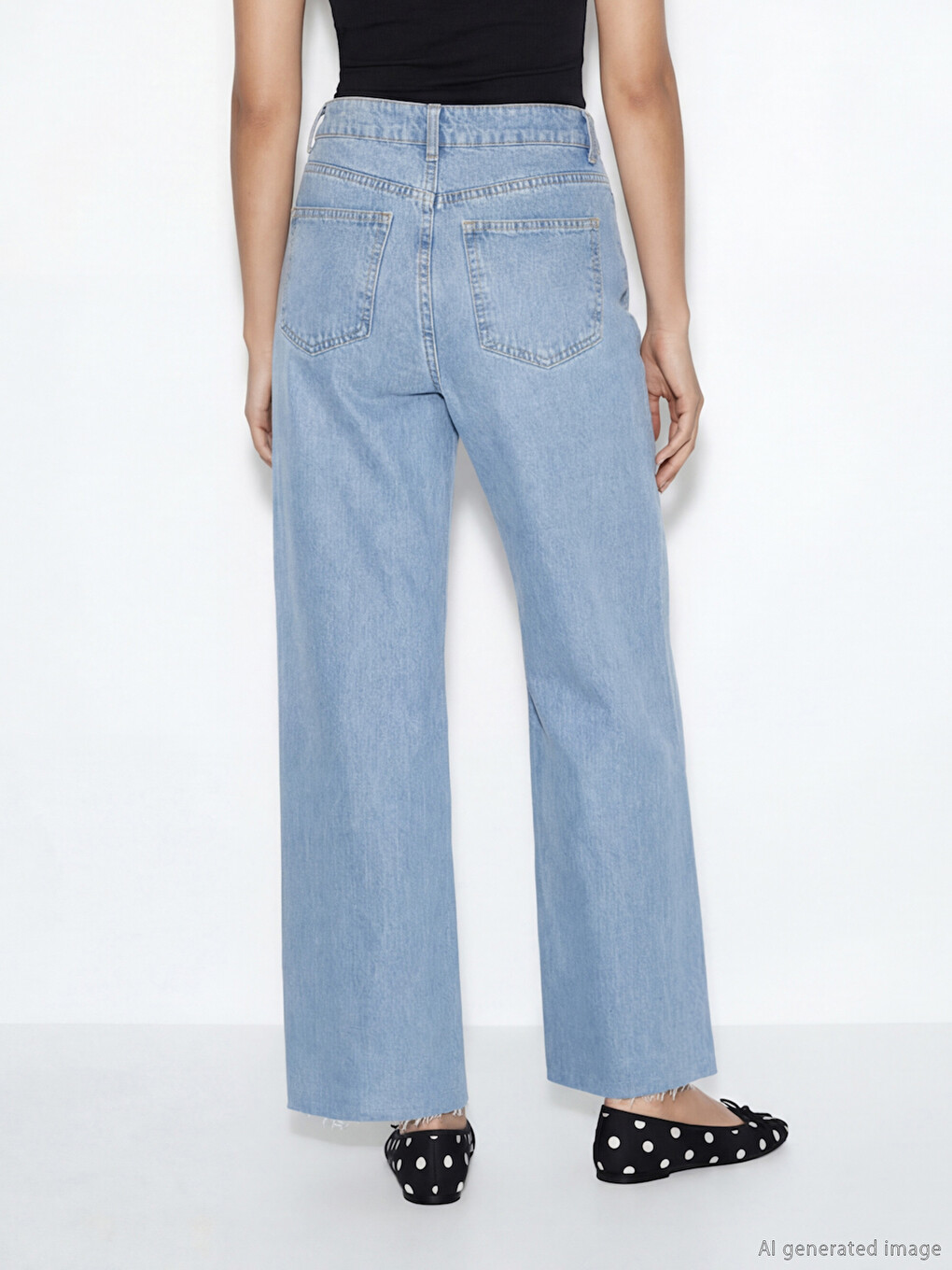 Pantalon Jean Femme à Jambe Large-3