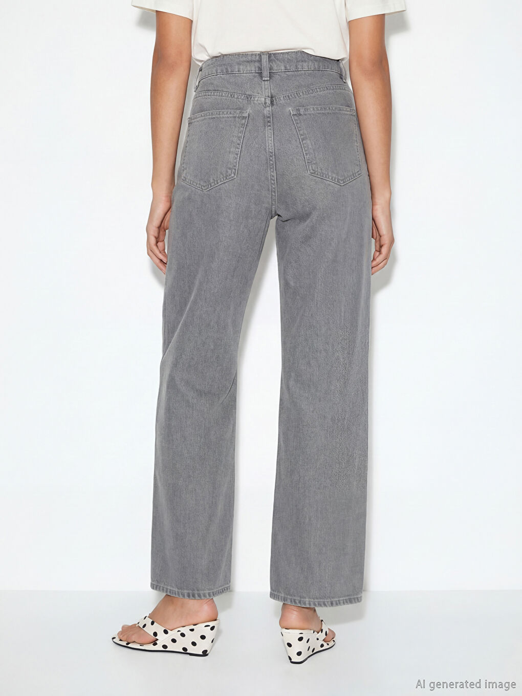 Gri Wideleg Kadın Jean Pantolon	-3