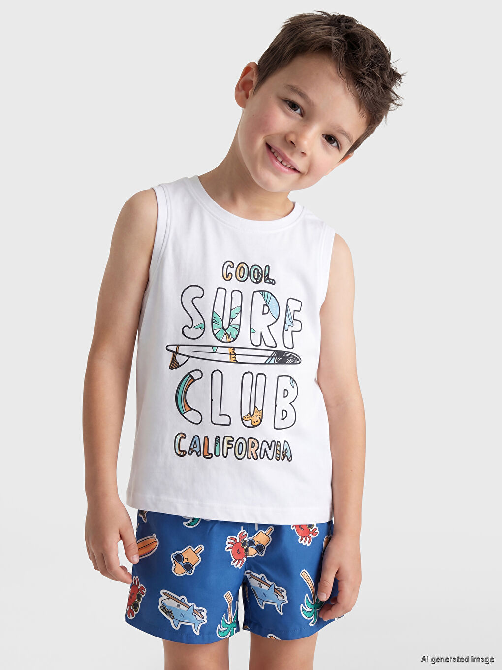 Boys' Swimming Shorts and Tank Top-2