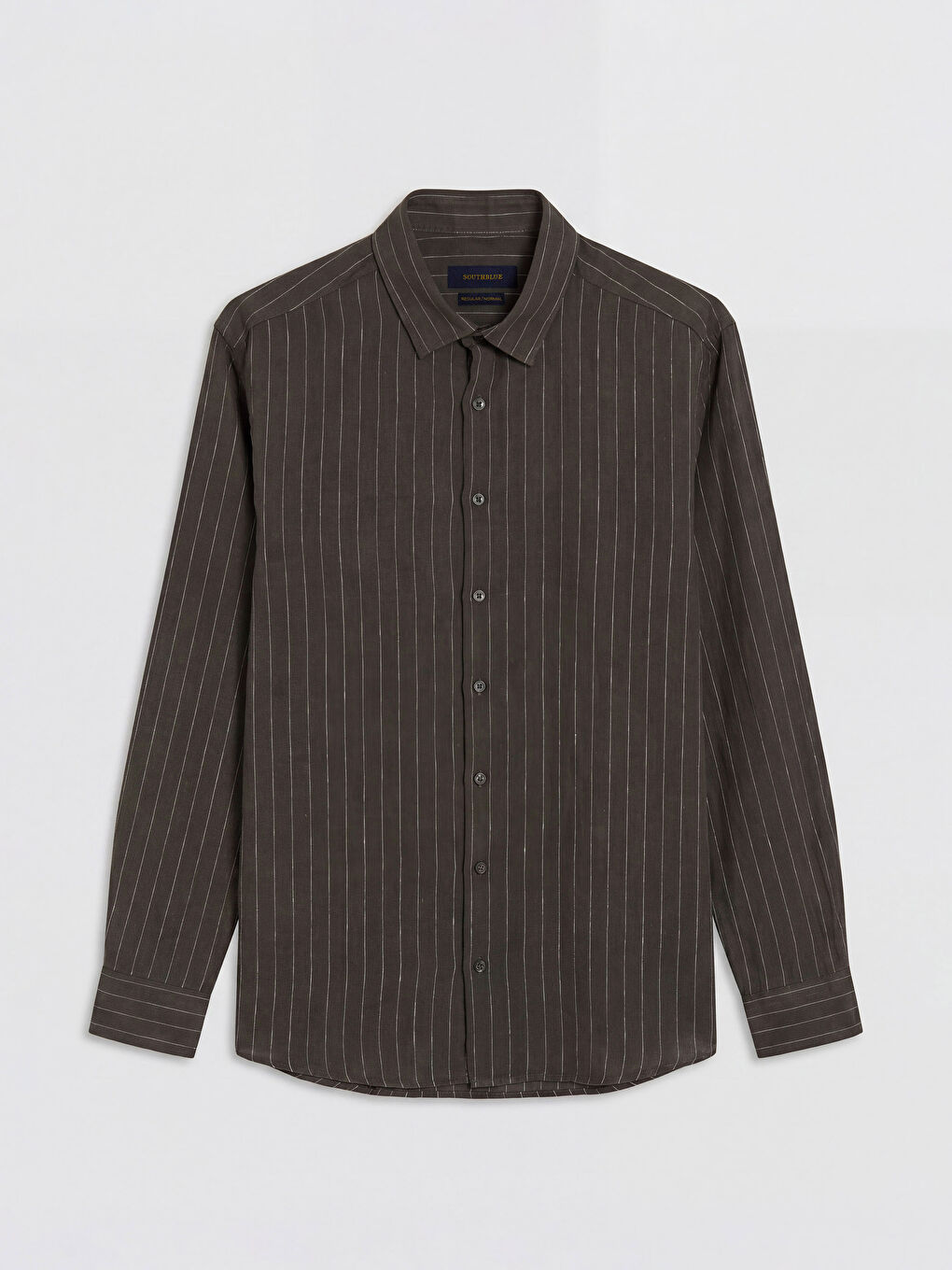 Haki Regular Fit Çizgili Poplin Erkek Gömlek-4